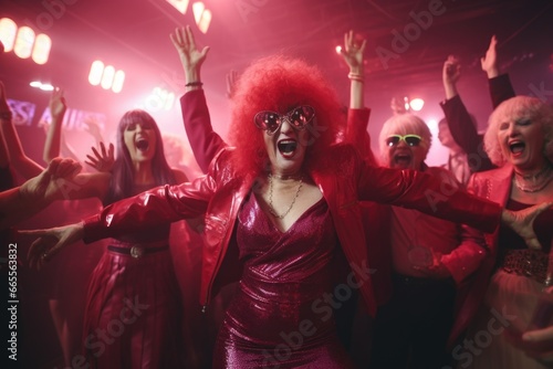 Group of People Dancing in Red Outfits photo