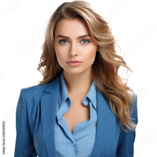 buautiful business woman in blue wear isolated