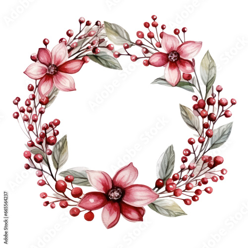 watercolor nice christmas thin wreath isolated