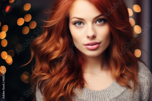 Red-Haired Woman in Grey Sweater