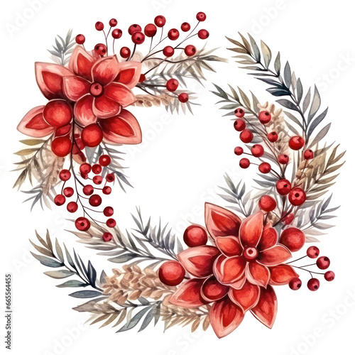 watercolor nice christmas thin wreath isolated