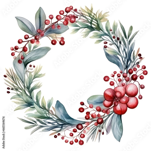 watercolor nice christmas thin wreath isolated