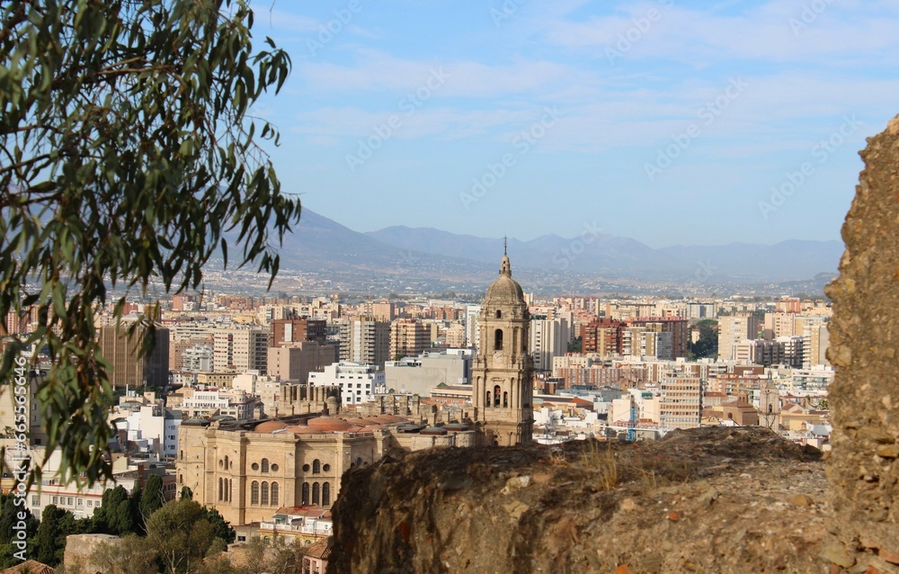 View of Malaga from viewpoint Gibralfaro, Spain