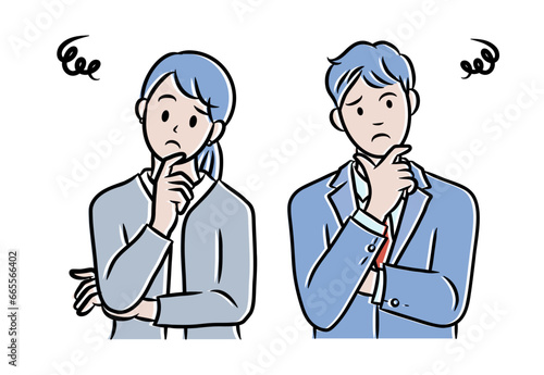 困っている男女のイラスト素材