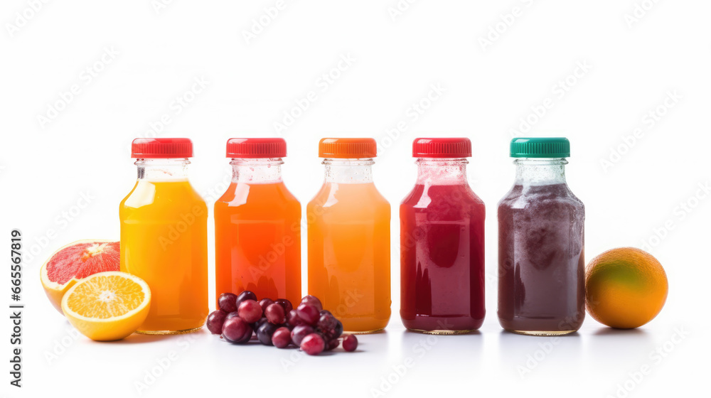 Vibrant studio shot of refreshing fruit juice with bottles, a delightful concept for your thirst-quenching design needs Vibrant studio shot of refreshing fruit juice with bottles, a delightful concept for your thirst-quenching design needs