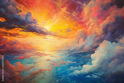 View of colorful sky from above. Generative AI