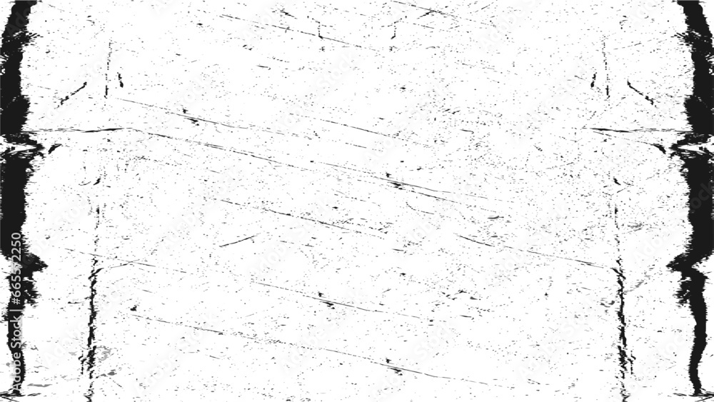 Grunge black and white pattern. Monochrome abstract texture. Dark background from cracks, stains, chips, lines