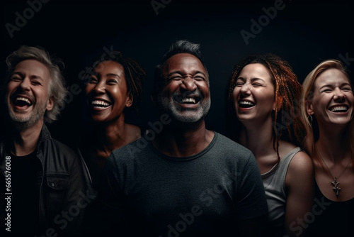 A group of people of different nationalities laughing. Different ages nationalities having fun together, having good time together laughing smiling. Enjoyment, relaxation respect peace.