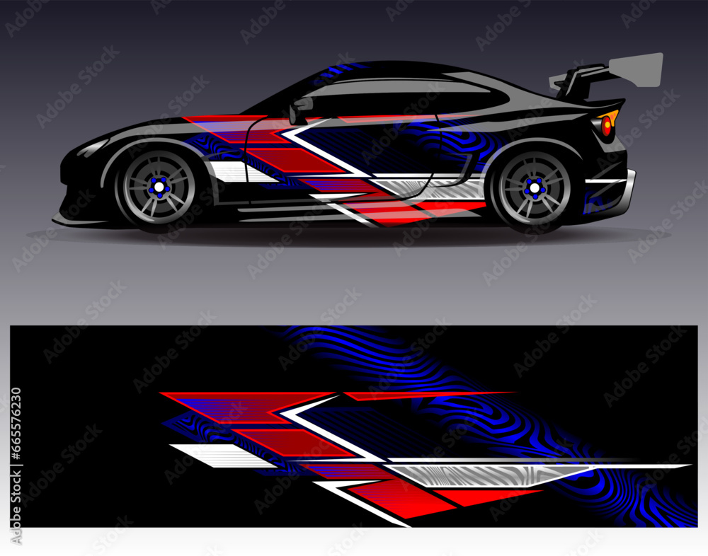 Car wrap design vector.Graphic abstract stripe racing background designs for vehicle, rally, race, adventure and car racing livery Car wrap design vector.Graphic abstract stripe racing background designs for vehicle, rally, race, adventure and car racing livery