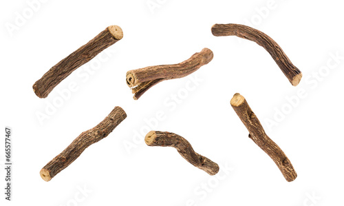 Liquorice roots on transparent background. PNG image. photo