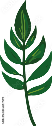 Minimalistic tropical vector illustration featuring lush green leaves.