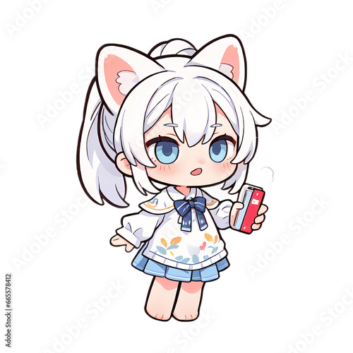 SD cute anime illustration Kemonomimi photo