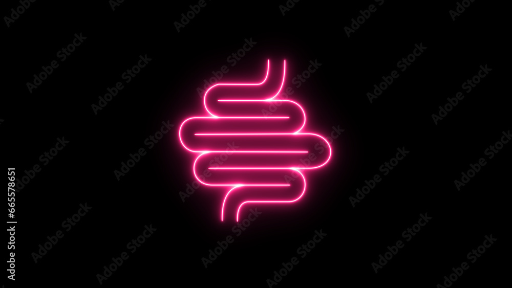 glowing digestive tract icon. Intestines Structure Neon Sign. Illustration of Medical Human Health Objects. glowing digestive tract icon. Intestines Structure Neon Sign. Illustration of Medical Human Health Objects.