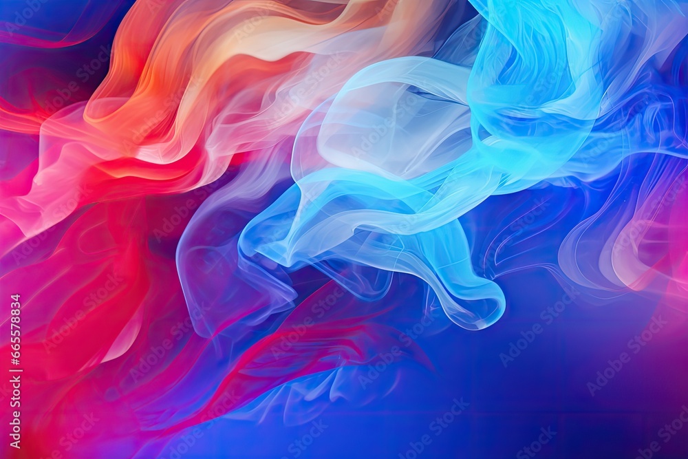 abstract background of blue and red smoke in the shape of a wave, illustration Dramatic smoke and fog in contrasting vivid colors. background or wallpaper, AI Generated abstract background of blue and red smoke in the shape of a wave, illustration Dramatic smoke and fog in contrasting vivid colors. background or wallpaper, AI Generated