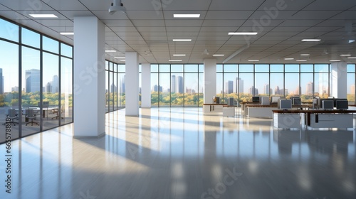 Elegant Emptiness. A Glimpse into the Vacant Modern Office. Generative AI