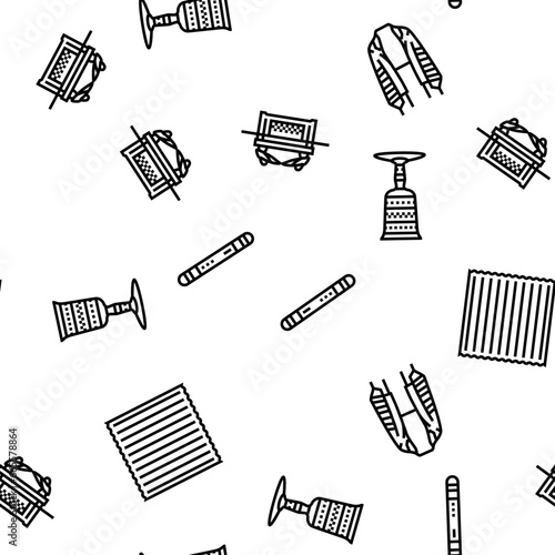 judaism jewish jew israel torah vector seamless pattern thin line illustration