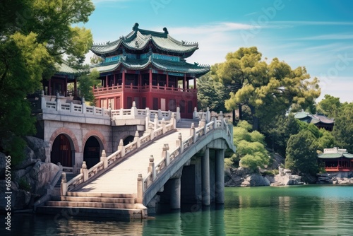 Beautiful view of the Summer Palace in Beijing, China, Asia, Imperial Summer Palace in Beijing,China, AI Generated