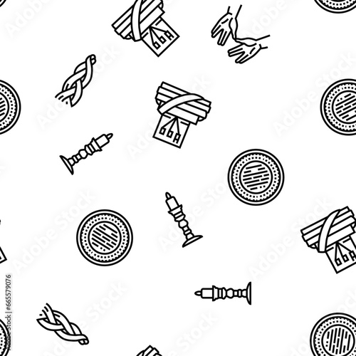 judaism jewish jew israel torah vector seamless pattern thin line illustration