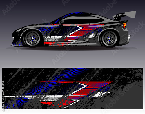 Car wrap design vector.Graphic abstract stripe racing background designs for vehicle  rally  race  adventure and car racing livery