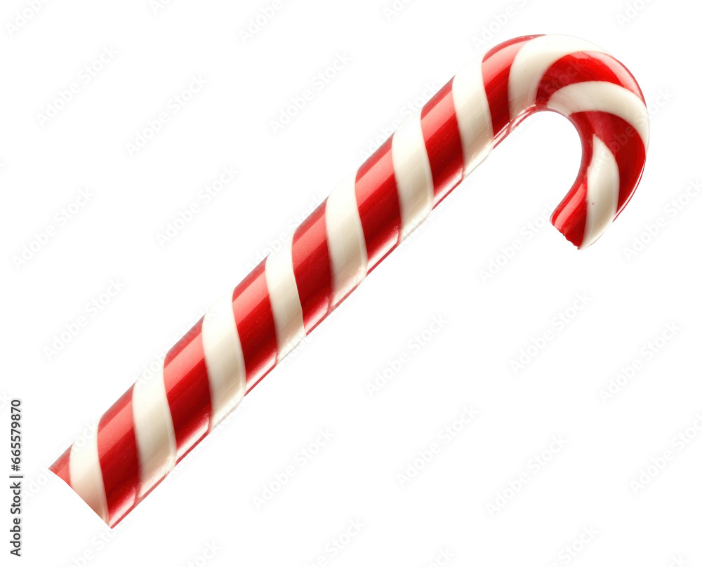 Christmas candy cane isolated on transparent background. generative ai Christmas candy cane isolated on transparent background. generative ai