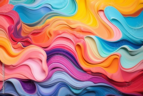 Colorful backdrop featuring fluid patterns resembling ocean waves. Generative AI