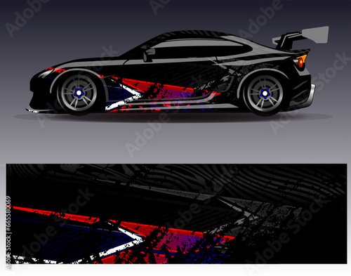 Car wrap design vector.Graphic abstract stripe racing background designs for vehicle  rally  race  adventure and car racing livery