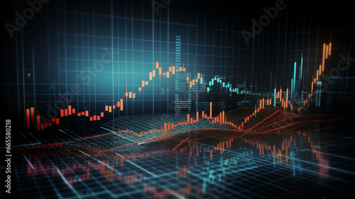 Stock market crash background design. Financial data analyze. Red bar graph diagrams.