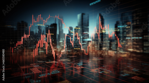 Stock market crash background design. Financial data analyze. Red bar graph diagrams.