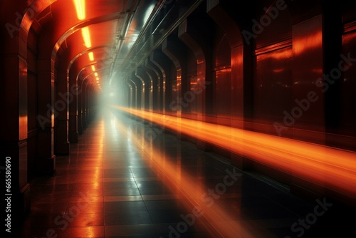 Blurred underground passage. Generative AI