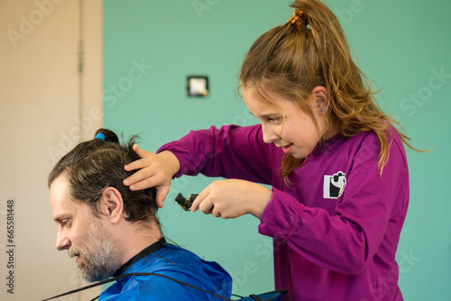 Daughter's Turn to Trim Dad