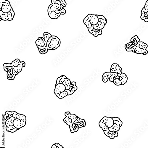 popcorn corn pop cinema vector seamless pattern thin line illustration
