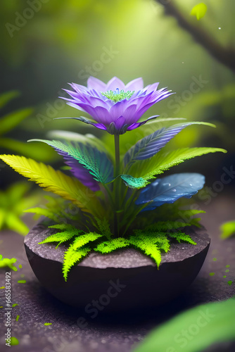 Magic flowers. Close up. Blurred background.