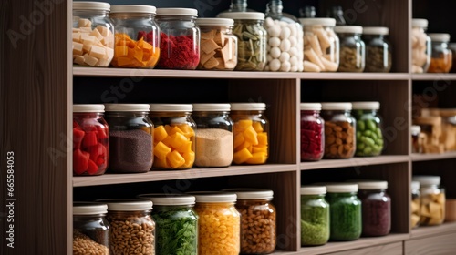 A Detailed Look at Timeless Kitchen Treasures. A Close-Up of Culinary Reliability in Jars. Generative AI