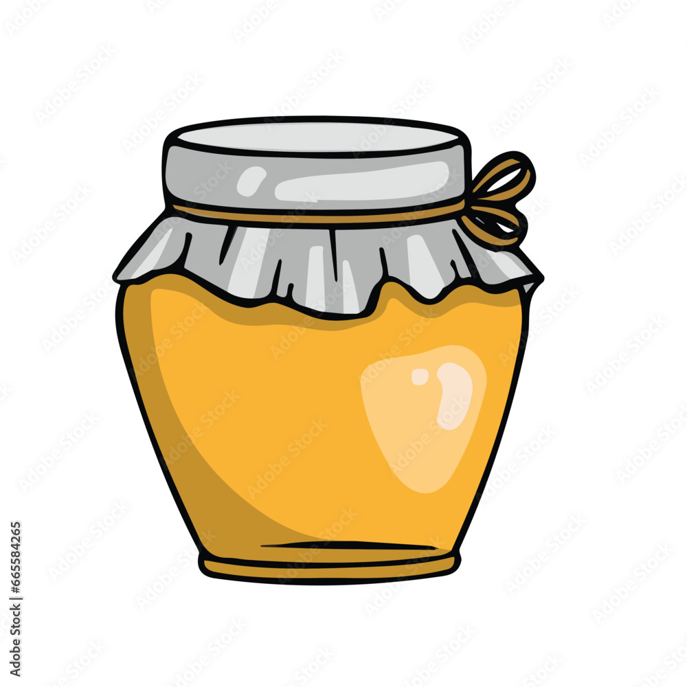 Glass jar with honey, vector illustration Glass jar with honey, vector illustration