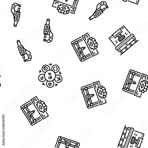 manufacturing industry factory vector seamless pattern thin line illustration photo