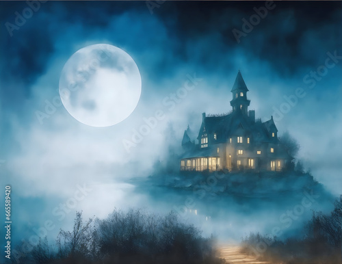 haunted view mysterious scary night