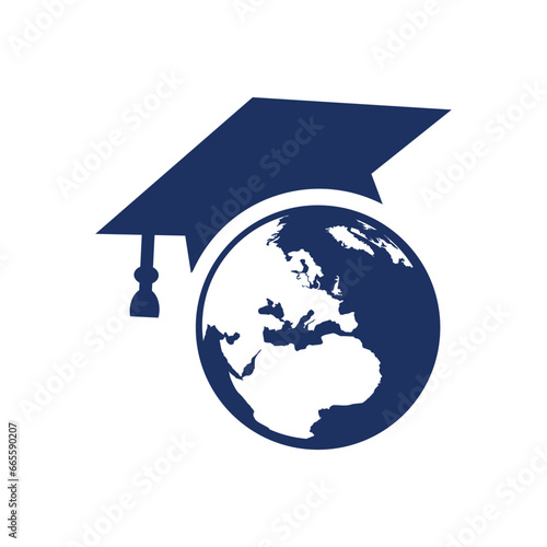 globe earth graduation logo icon
