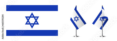 Israel national flags vector illustration set isolated on white background. Realistic official israeli symbol of country. Greeting card National Independence Day of the State of Israel