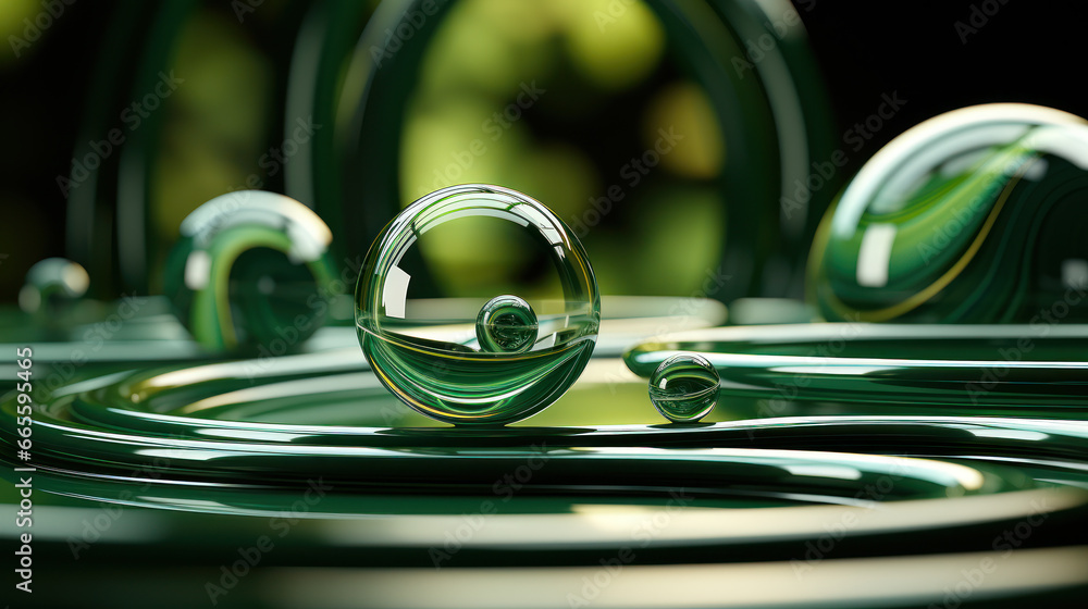 Spheres of Serenity: Abstract Green Lines and Forms. Generative AI Spheres of Serenity: Abstract Green Lines and Forms. Generative AI
