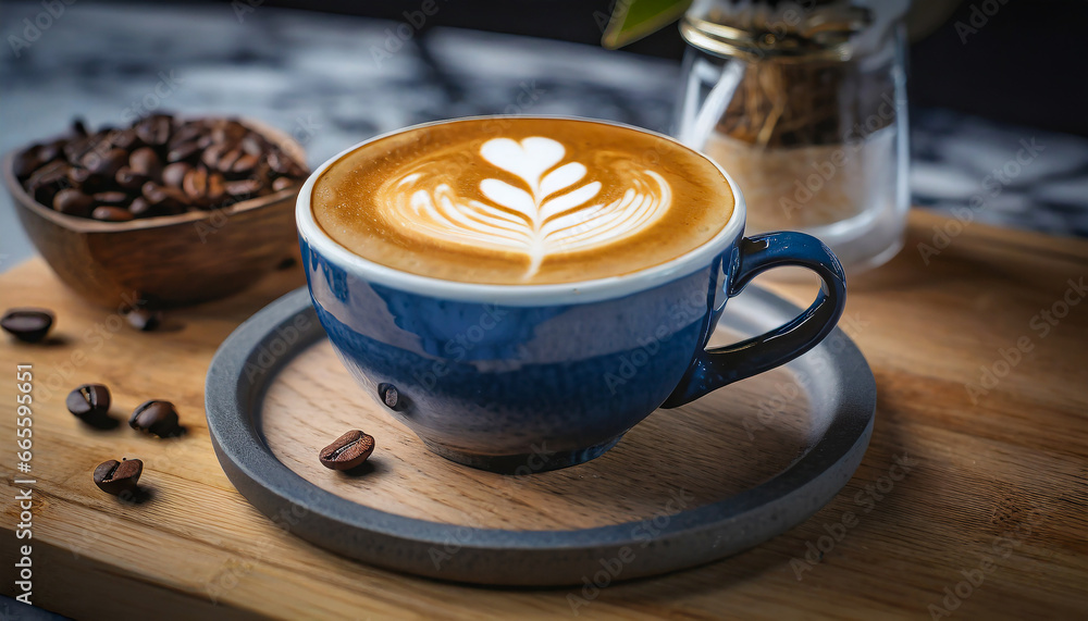 Product shot of a cup of latte art Product shot of a cup of latte art