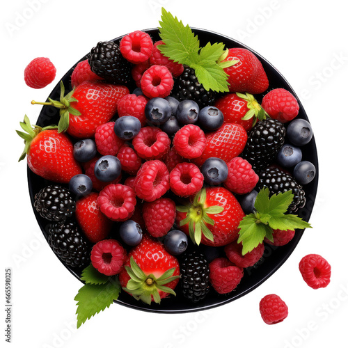 blackberry and raspberry on a plate isolated