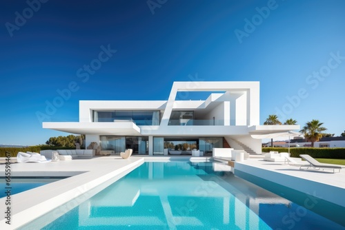 Modern real estate, large contemporary architect house with swiming pool © Lazylizard
