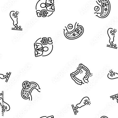 gastroenterologist doctor stomach vector seamless pattern thin line illustration