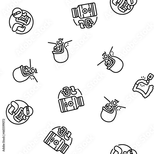 gastroenterologist doctor stomach vector seamless pattern thin line illustration