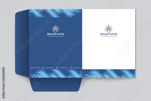 Blue color real estate presentation folder template design