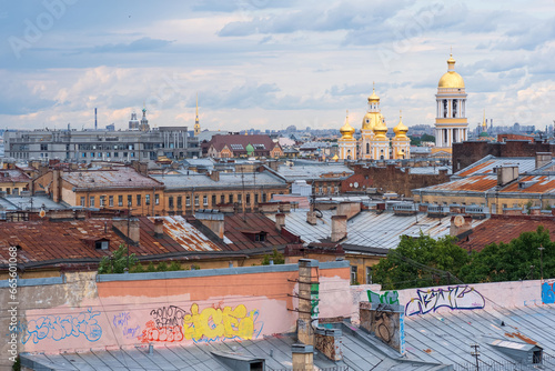 Canvas Print view of the rooftops in the historical center of St