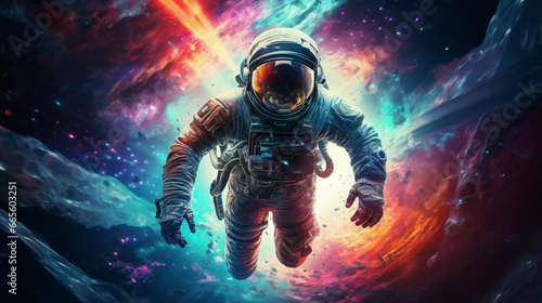 psychonaut a astronaut in colorful space Generative AI © Quentin