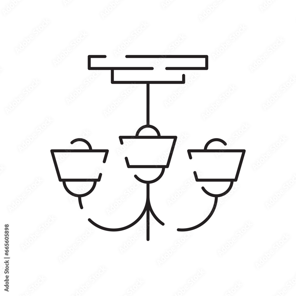 House, home decoration vector line icon. Curtain outline, Interior material on white background. Lighting products