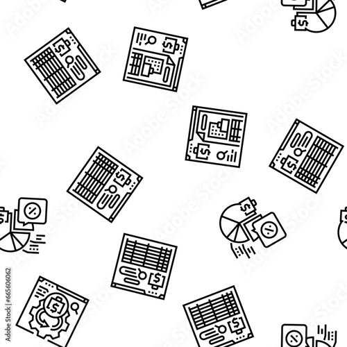 accountant tax office vector seamless pattern thin line illustration