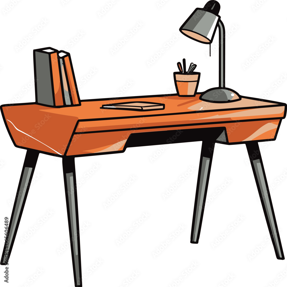 A sleek, minimalistic vector image featuring a comic-style writing desk with simple, flat colors, perfect for adding a touch of creativity to any space. A sleek, minimalistic vector image featuring a comic-style writing desk with simple, flat colors, perfect for adding a touch of creativity to any space.